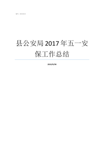 县公安局2017年五一安保工作总结风景区安保工作