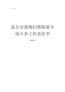 县公安系统扫黑除恶专项斗争工作责任书公安部扫黑除恶网站