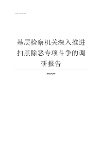 基层检察机关深入推进扫黑除恶专项斗争的调研报告