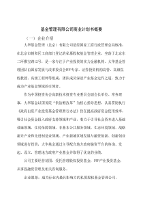 基金管理有限公司商业计划书概要