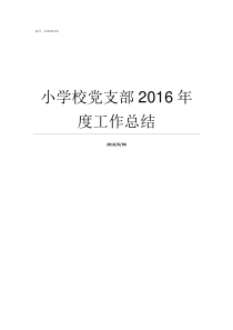 小学校党支部2016年度工作总结八小学校