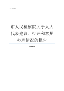 市人民检察院关于人大代表建议批评和意见办理情况的报告检察院好还是人大好