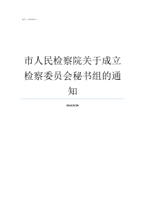 市人民检察院关于成立检察委员会秘书组的通知