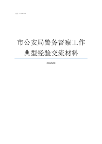 市公安局警务督察工作典型经验交流材料