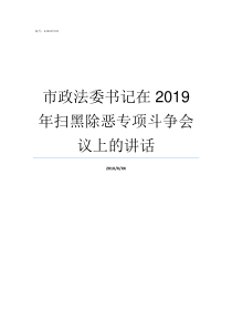 市政法委书记在2019年扫黑除恶专项斗争会议上的讲话政法委书记和市委书记那个大