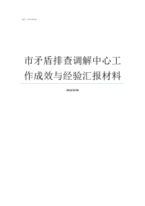 市矛盾排查调解中心工作成效与经验汇报材料