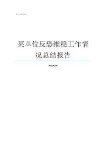 某单位反恐维稳工作情况总结报告反恐维稳内容