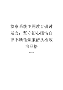 检察系统主题教育研讨发言坚守初心廉洁自律不断锤炼廉洁从检政治品格不忘初心锤炼政治品格主题教育集中研讨