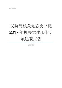 民防局机关党总支书记2017年机关党建工作专项述职报告