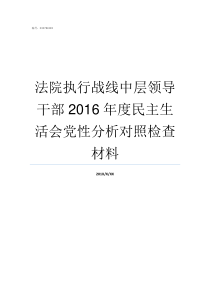 法院执行战线中层领导干部2016年度民主生活会党性分析对照检查材料法院执行流程