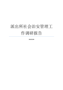 派出所社会治安管理工作调研报告派出所加强社会治安的具体措施