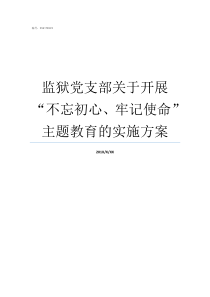 监狱党支部关于开展不忘初心牢记使命主题教育的实施方案监狱党支部党建品牌