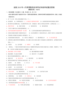 2010年4月全国高教自考市政学试题与答案