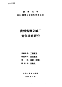 贵州省遵义碱厂竞争战略研究