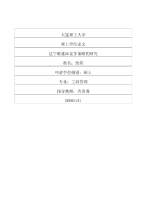 辽宁联通3G竞争策略的研究