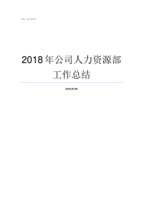 2018年公司人力资源部工作总结