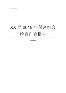 XX局2018年保密综合检查自查报告2019亚洲hd