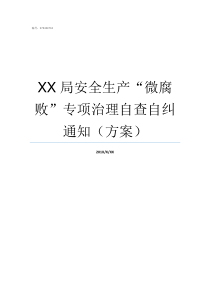 XX局安全生产微腐败专项治理自查自纠通知方案