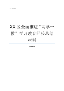 XX区全面推进两学一做学习教育经验总结材料XX不X成语