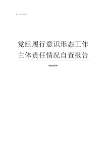 党组履行意识形态工作主体责任情况自查报告党委党组意识形态工作责任制