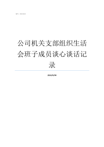 公司机关支部组织生活会班子成员谈心谈话记录支部组织生活记录