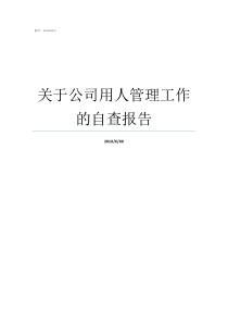 关于公司用人管理工作的自查报告管理者如何用人