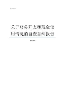 关于财务开支和现金使用情况的自查自纠报告财务工作自查自纠