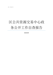 区公共资源交易中心政务公开工作自查报告武汉公共资源交易平台