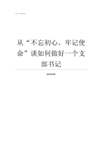 从不忘初心牢记使命谈如何做好一个支部书记牢记初心不忘使命发言材料