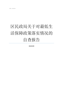 区民政局关于对最低生活保障政策落实情况的自查报告政策落实情况报告