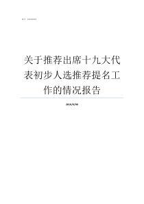 关于推荐出席十九大代表初步人选推荐提名工作的情况报告