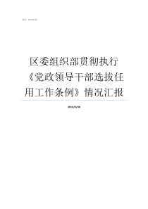 区委组织部贯彻执行党政领导干部选拔任用工作条例情况汇报区委组织部怎么样