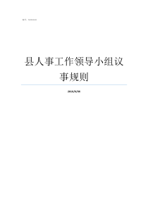 县人事工作领导小组议事规则县人才人事领导小组