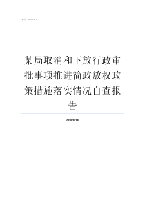 某局取消和下放行政审批事项推进简政放权政策措施落实情况自查报告