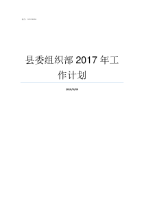 县委组织部2017年工作计划