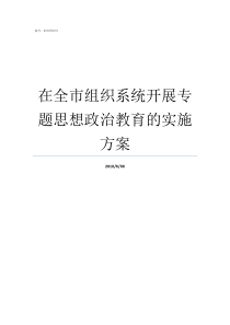 在全市组织系统开展专题思想政治教育的实施方案如何组织活动