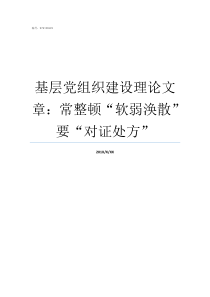 基层党组织建设理论文章常整顿软弱涣散要对证处方