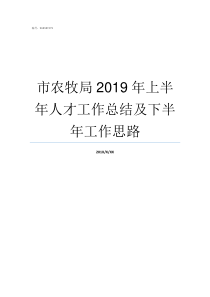 市农牧局2019年上半年人才工作总结及下半年工作思路