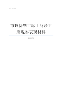 市政协副主席工商联主席现实表现材料市政协副主席什么级