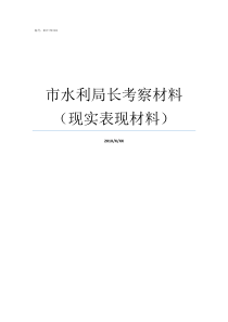 市水利局长考察材料现实表现材料