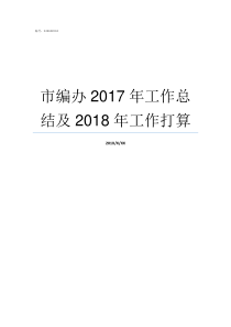 市编办2017年工作总结及2018年工作打算