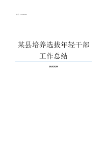 某县培养选拔年轻干部工作总结