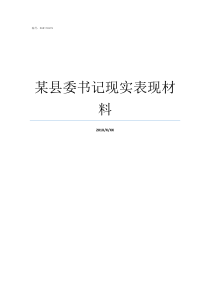 某县委书记现实表现材料现实表现方面