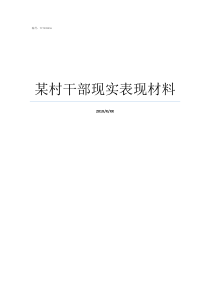 某村干部现实表现材料村干部个人现实表现材料