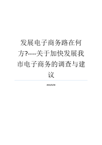 电子商务加速快速发展我市路在何方意见赶路在何方