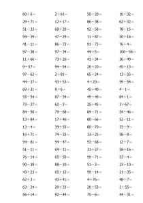 100以内加减法大全