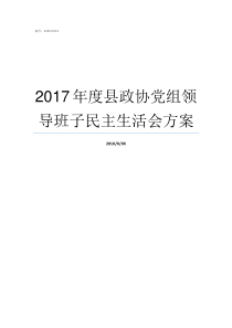 2017年度县政协党组领导班子民主生活会方案2017党十九什么时间召开