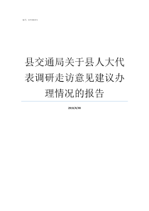 县交通局关于县人大代表调研走访意见建议办理情况的报告县交通局副局长