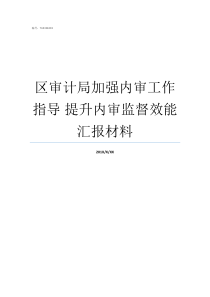 区审计局加强内审工作指导nbsp提升内审监督效能汇报材料如何做好内审工作