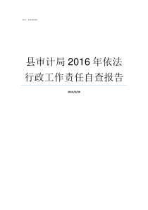 县审计局2016年依法行政工作责任自查报告县审计局